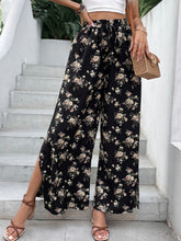 Load image into Gallery viewer, Floral Side Slit Wide Leg Pants