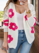 Load image into Gallery viewer, Flower Open Front Long Sleeve Cardigan