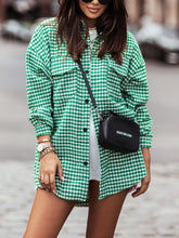 Load image into Gallery viewer, Houndstooth Button Up Dropped Shoulder Jacket
