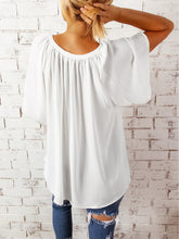 Load image into Gallery viewer, Ruched Notched Half Sleeve Blouse