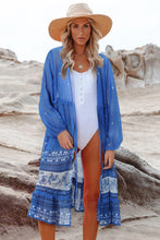 Load image into Gallery viewer, Printed Long Sleeve Tie Front Cover Up