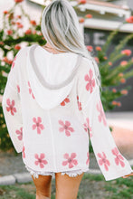 Load image into Gallery viewer, Flower Dropped Shoulder Hooded Sweater