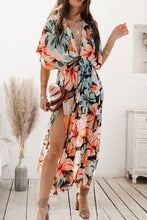 Load image into Gallery viewer, Plunge Printed Split Midi Dress