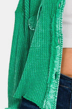 Load image into Gallery viewer, Zenana Waffle-Knit Button Up Dropped Shoulder Jacket