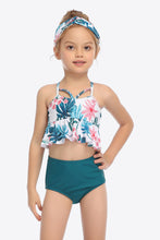 Load image into Gallery viewer, Botanical Print Crisscross Ruffled Two-Piece Swim Set
