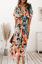 Load image into Gallery viewer, Plunge Printed Split Midi Dress