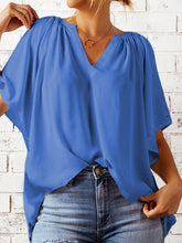 Load image into Gallery viewer, Ruched Notched Half Sleeve Blouse