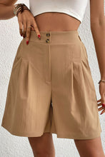 Load image into Gallery viewer, Buttoned Elastic Waist Pleated Detail Shorts