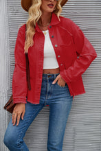 Load image into Gallery viewer, Raw Hem Collared Denim Jacket