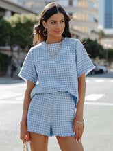 Load image into Gallery viewer, Raw Hem Round Neck Top and Shorts Set