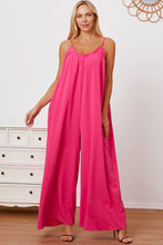 Load image into Gallery viewer, Double Take Full Size Ruffle Trim Tie Back Cami Jumpsuit with Pockets