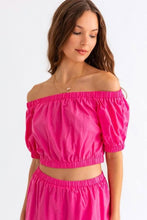 Load image into Gallery viewer, Le Lis Off Shoulder Crop Top and Ruffled Shorts Set