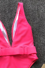 Load image into Gallery viewer, Plunge Wide Strap Sleeveless One-Piece Swimwear