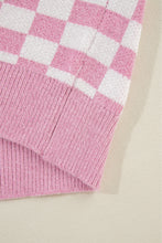 Load image into Gallery viewer, Checkered Collared Neck Dropped Shoulder Sweater