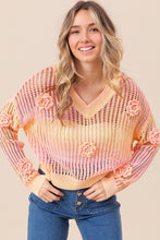 Load image into Gallery viewer, BiBi Ombre Crochet Flower Knit Top