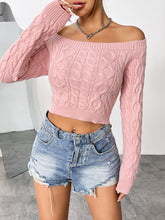 Load image into Gallery viewer, Cable-Knit Off-Shoulder Long Sleeve Knit Top