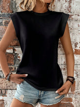Load image into Gallery viewer, Round Neck Cap Sleeve Blouse
