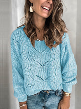 Load image into Gallery viewer, Openwork Round Neck Sweater