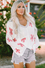 Load image into Gallery viewer, Flower Dropped Shoulder Hooded Sweater
