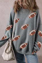 Load image into Gallery viewer, Sequin Football Round Neck Long Sleeve Sweatshirt