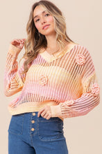 Load image into Gallery viewer, BiBi Ombre Crochet Flower Knit Top