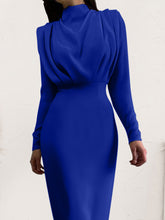 Load image into Gallery viewer, Ruched Turtleneck Long Sleeve Dress