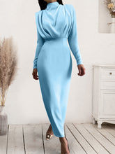 Load image into Gallery viewer, Ruched Turtleneck Long Sleeve Dress