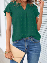 Load image into Gallery viewer, Swiss Dot Notched Cap Sleeve Blouse