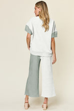 Load image into Gallery viewer, Double Take Full Size Texture Contrast T-Shirt and Wide Leg Pants Set
