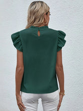 Load image into Gallery viewer, Mock Neck Ruffled Cap Sleeve Blouse