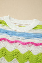Load image into Gallery viewer, Openwork Color Block Round Neck Knit Top