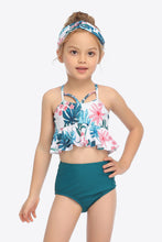 Load image into Gallery viewer, Botanical Print Crisscross Ruffled Two-Piece Swim Set