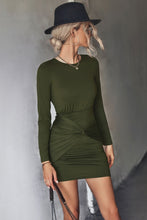 Load image into Gallery viewer, Twist Front Ruched Long Sleeve Mini Dress