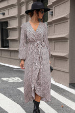 Load image into Gallery viewer, Slit Printed Surplice Balloon Sleeve Dress