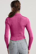 Load image into Gallery viewer, Ruched Button Up Long Sleeve T-Shirt