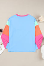 Load image into Gallery viewer, Color Block Round Neck Long Sleeve Top