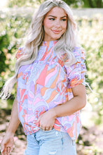 Load image into Gallery viewer, Smocked Round Neck Short Sleeve Blouse