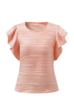 Load image into Gallery viewer, Textured Round Neck Cap Sleeve Top