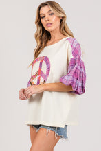 Load image into Gallery viewer, SAGE + FIG Full Size Peace Applique Patch with Plaid Contrast Top