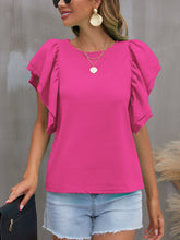 Load image into Gallery viewer, Round Neck Flounce Sleeve Blouse