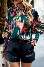 Load image into Gallery viewer, Printed Smocked Lantern Sleeve Blouse