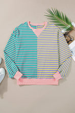 Load image into Gallery viewer, Contrast Stripes Round Neck Long Sleeve Sweatshirt