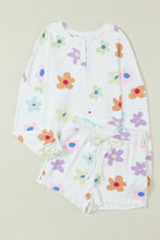 Load image into Gallery viewer, Printed Quarter Button Top and Drawstring Shorts Lounge Set