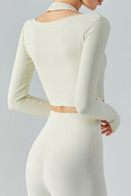 Load image into Gallery viewer, Ribbed Faux Layered Halter Neck Cropped Sports Top