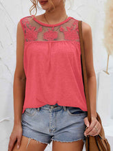 Load image into Gallery viewer, Lace Detail Round Neck Tank