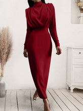 Load image into Gallery viewer, Ruched Turtleneck Long Sleeve Dress