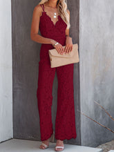 Load image into Gallery viewer, Lace V-Neck Spaghetti Strap Jumpsuit