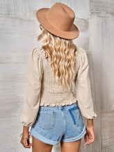 Load image into Gallery viewer, Swiss Dot Smocked Frill Trim Blouse