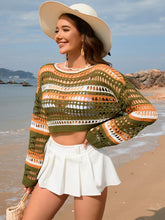 Load image into Gallery viewer, Openwork Boat Neck Dropped Shoulder Cover-Up