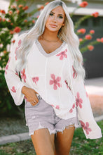 Load image into Gallery viewer, Flower Dropped Shoulder Hooded Sweater